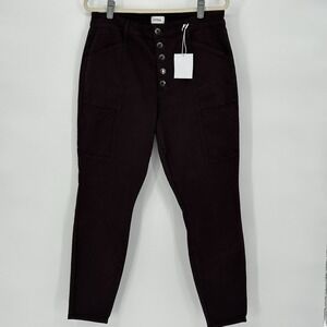 Pistola Java Brown Button Fly Stretch Skinny Jeans Women's Size 33 Cargo Pockets